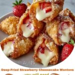 Deep-Fried Strawberry Cheesecake Wontons