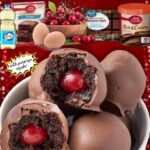 Chocolate Covered Cherry Brownie Bombs