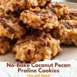 No-Bake Coconut Pecan Praline Cookies