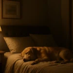 Dog prefers sleeping in dark corners.