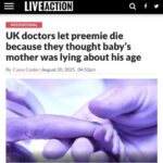 UK doctors let preemie die because they thought baby’s mother was lying about his age