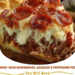 Deep Hamburger Sausage Pepperoni Pie